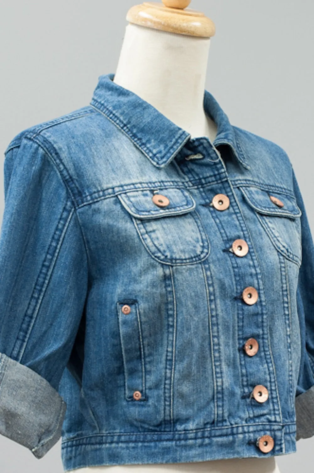JK9109 Cropped Denim Jacket