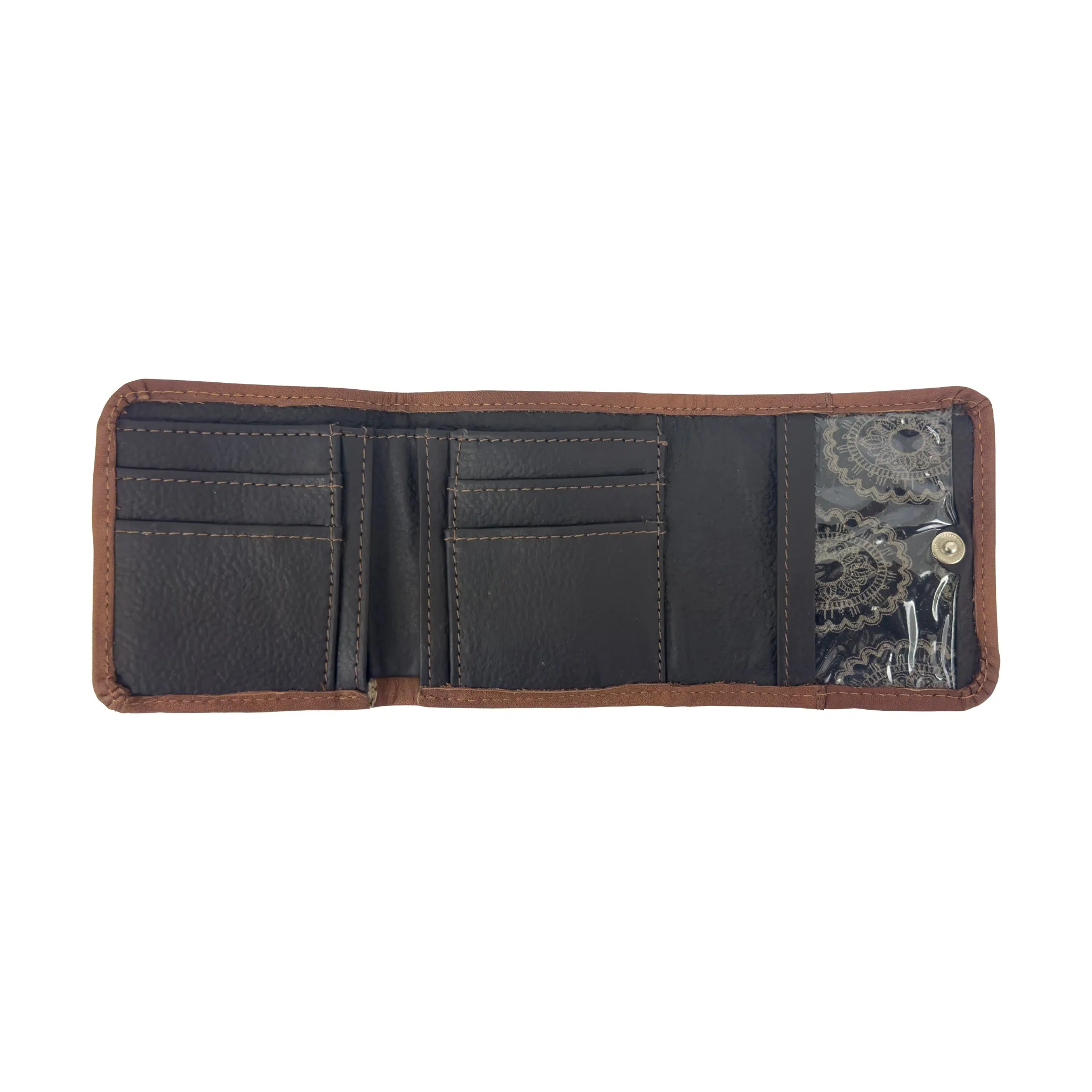 Kid's Small Ladies Tri-Fold Wallet - Medium Brown