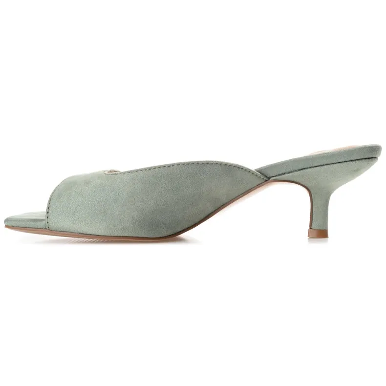 Larna Peep Toe Kitten Heels in Faux Suede