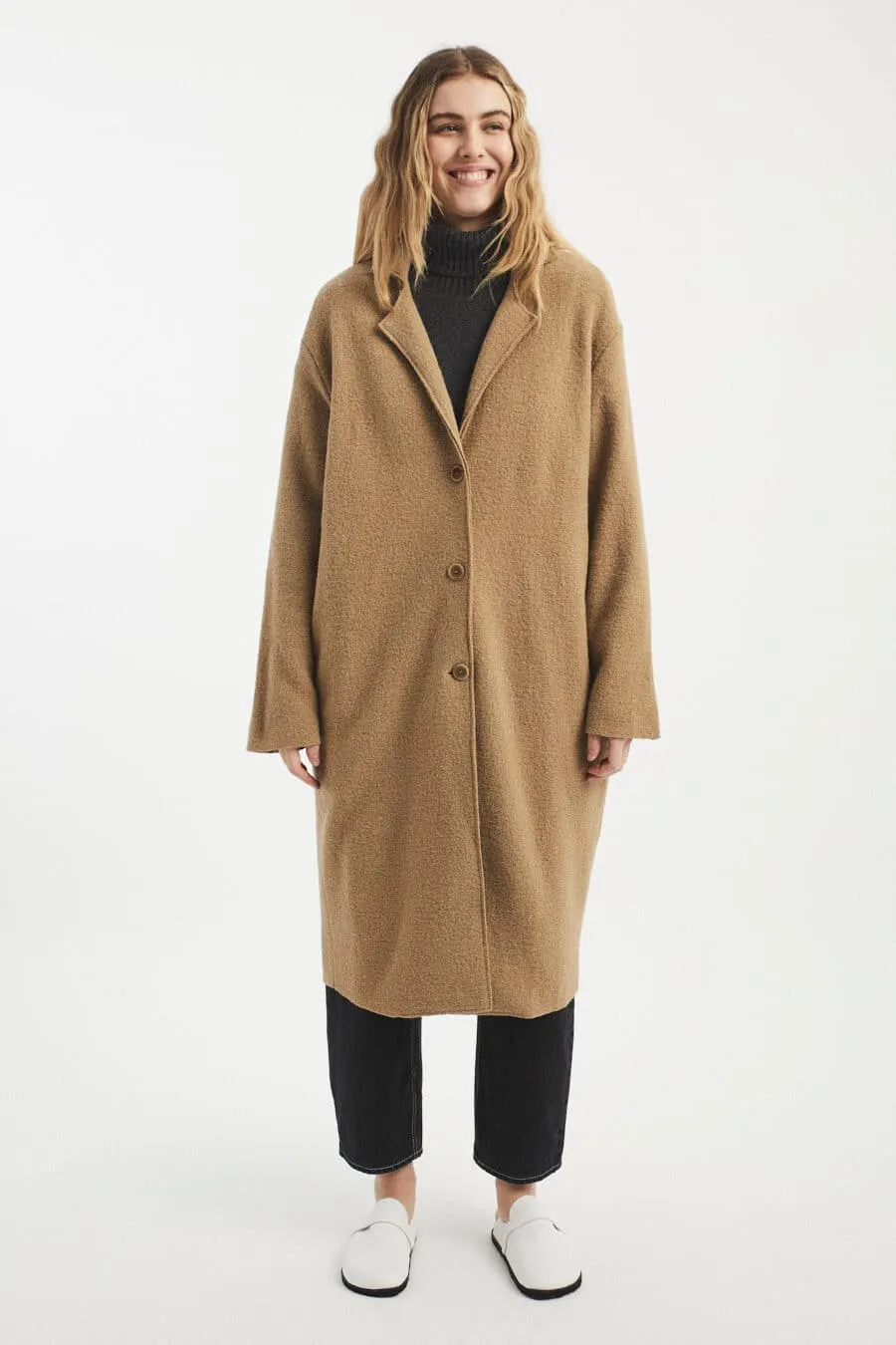light wool coat - dessau - camel