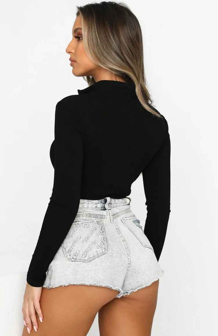 Long Sleeve Bodysuit with Zipper