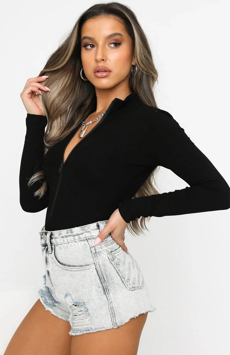Long Sleeve Bodysuit with Zipper