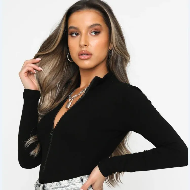 Long Sleeve Bodysuit with Zipper