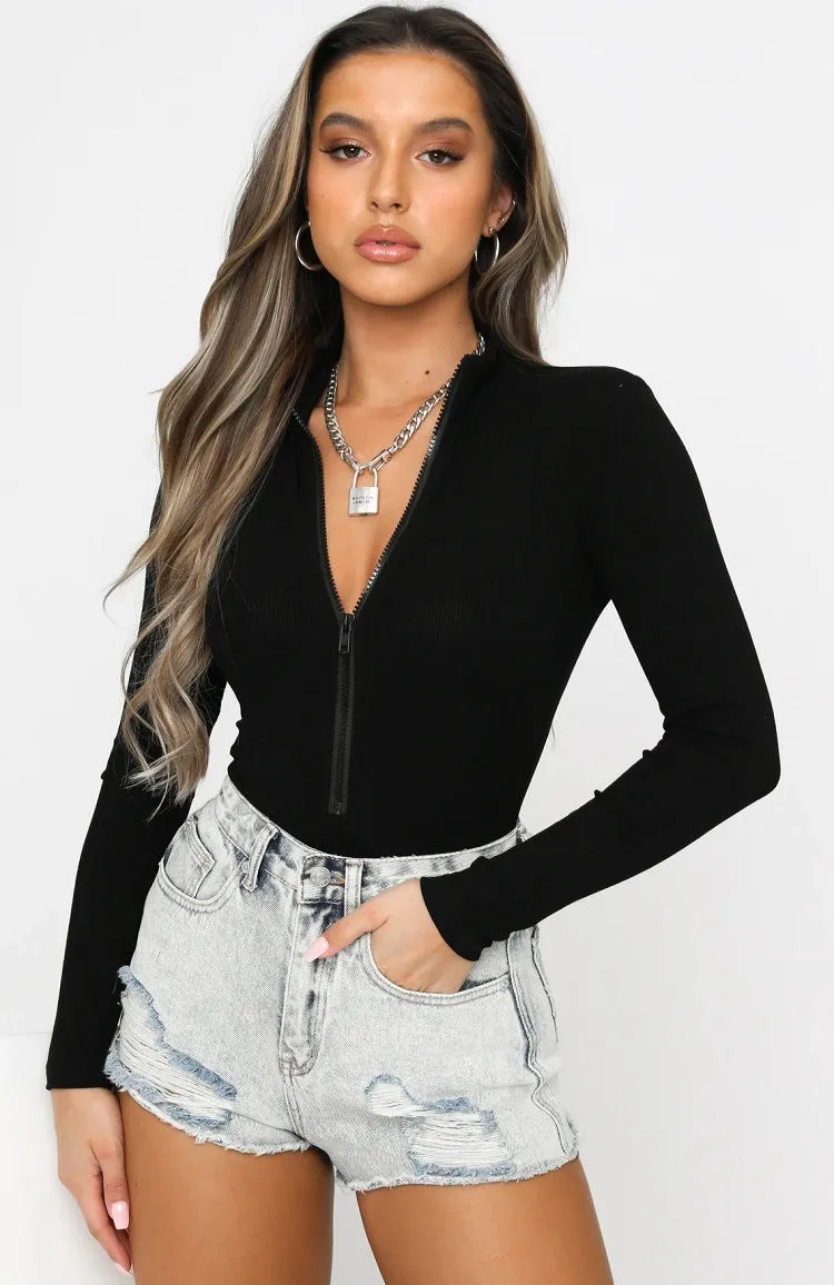 Long Sleeve Bodysuit with Zipper