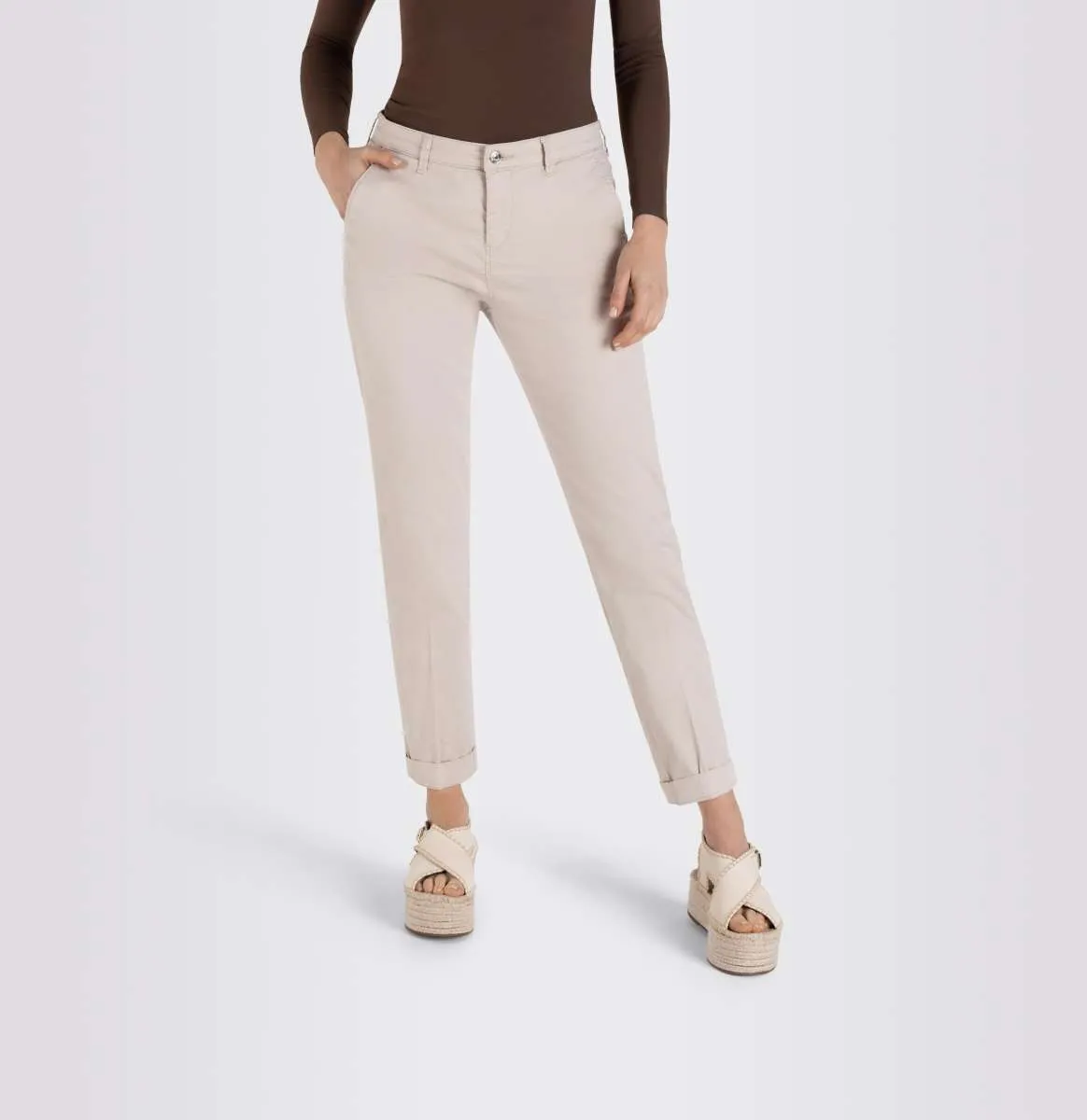 MAC WOMEN'S TURN UP CHINO - IVORY