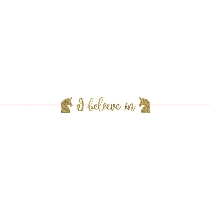 Magical Unicorn Gold Ribbon Letter Banner - Glitter Paper
