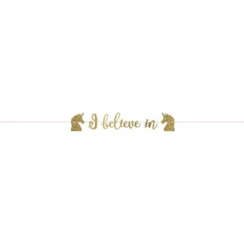 Magical Unicorn Gold Ribbon Letter Banner - Glitter Paper