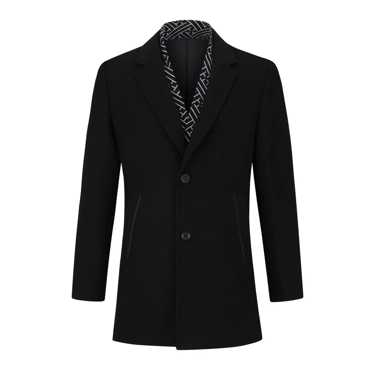 Men's Lapel Two Button Coat Black