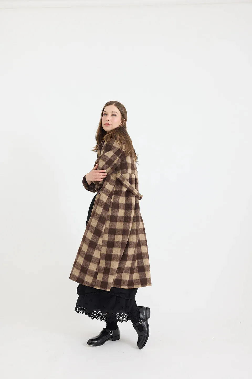 Metta Melodrama Coat - Caramel Wool Check