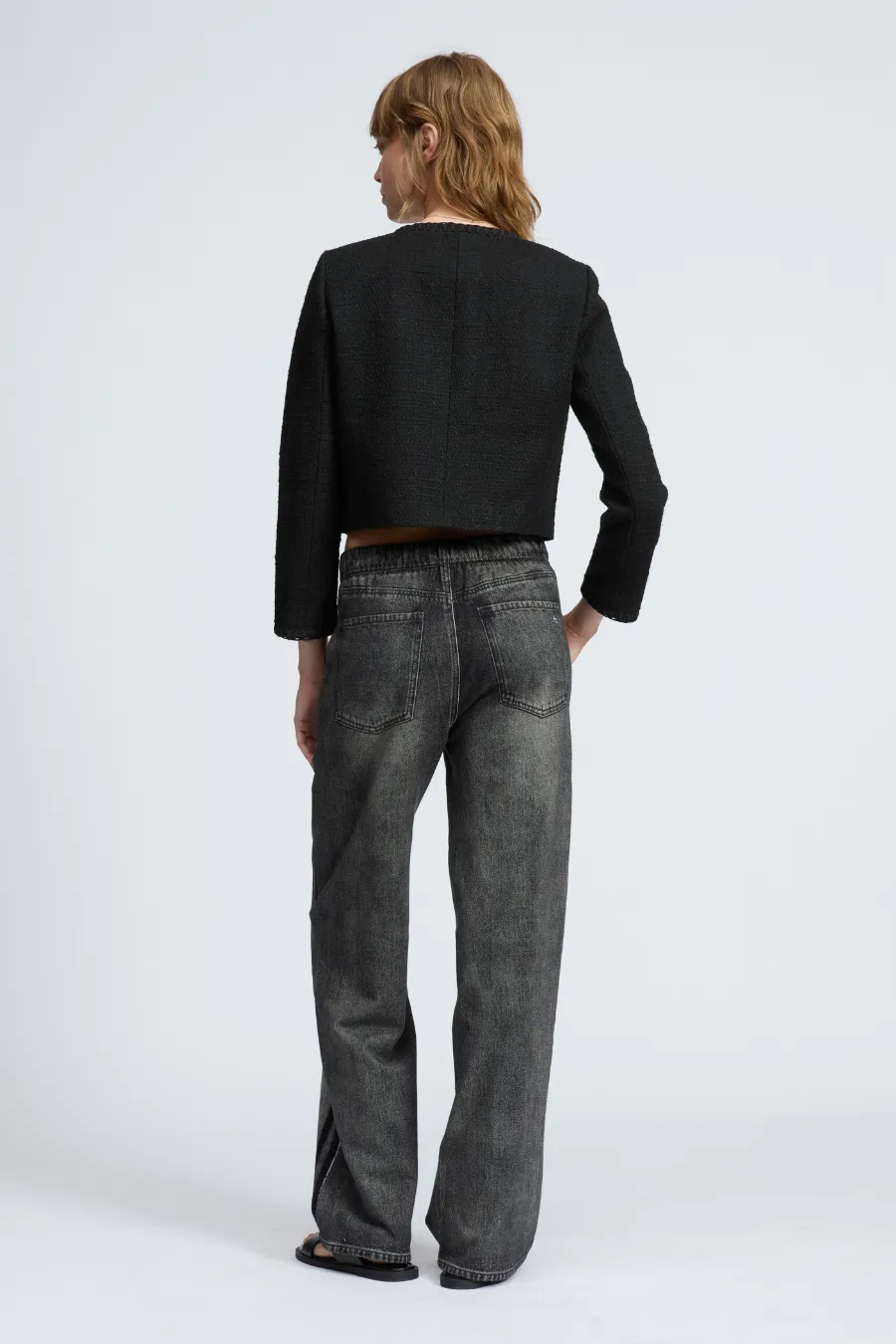 Miramar Wide Leg Track Pant Washed Black