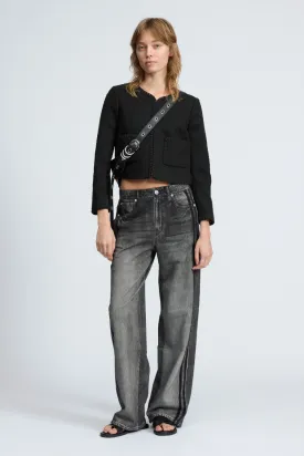 Miramar Wide Leg Track Pant Washed Black