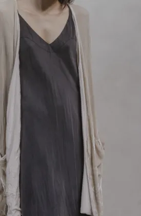 NICOLA SCREEN slip dress french maxi | hand dyed black