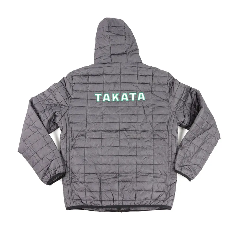 Official Takata Grey Zip-Up Puffer Jacket with Embroidered Logo - Large