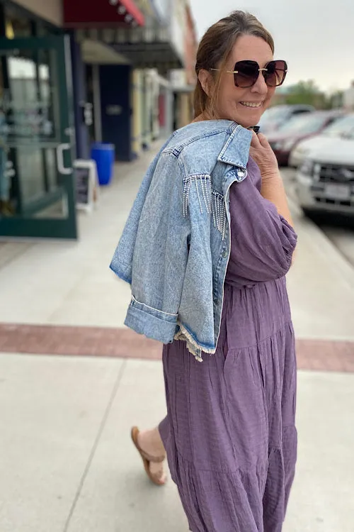 Patsy - Cropped Denim Jacket with Rhinestones