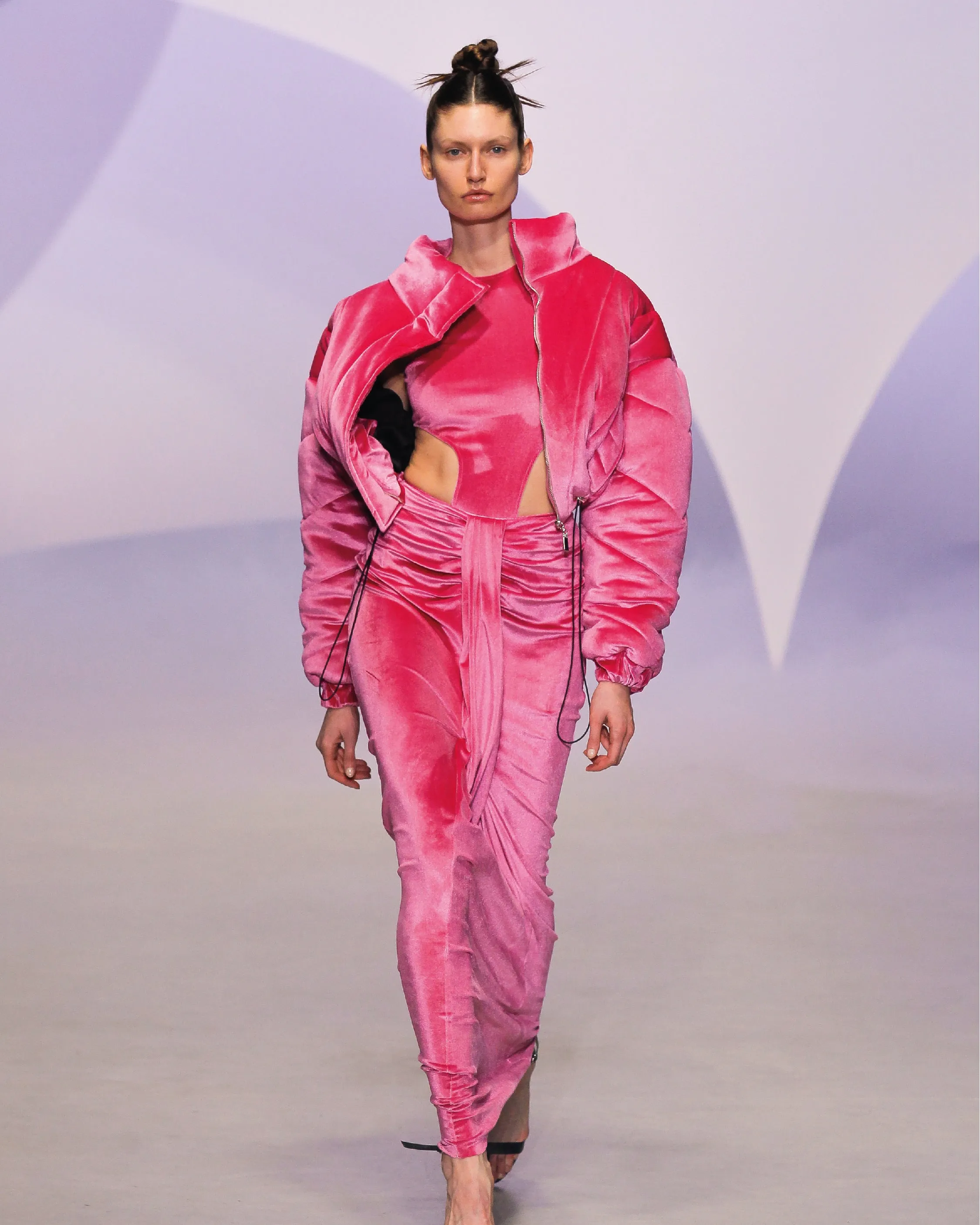 Pink Velvet Puffer Jacket