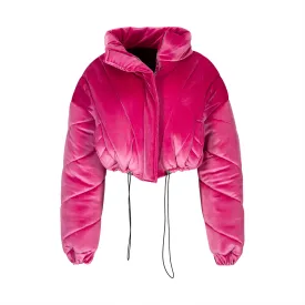 Pink Velvet Puffer Jacket