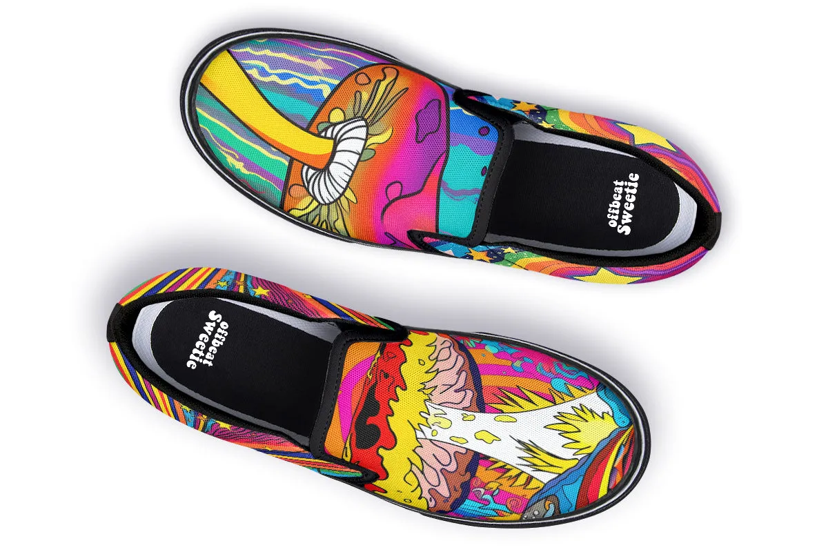 Psychedelic Mushies Slip Ons