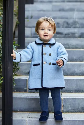 "George" Light Blue & Navy Merino Wool Coat