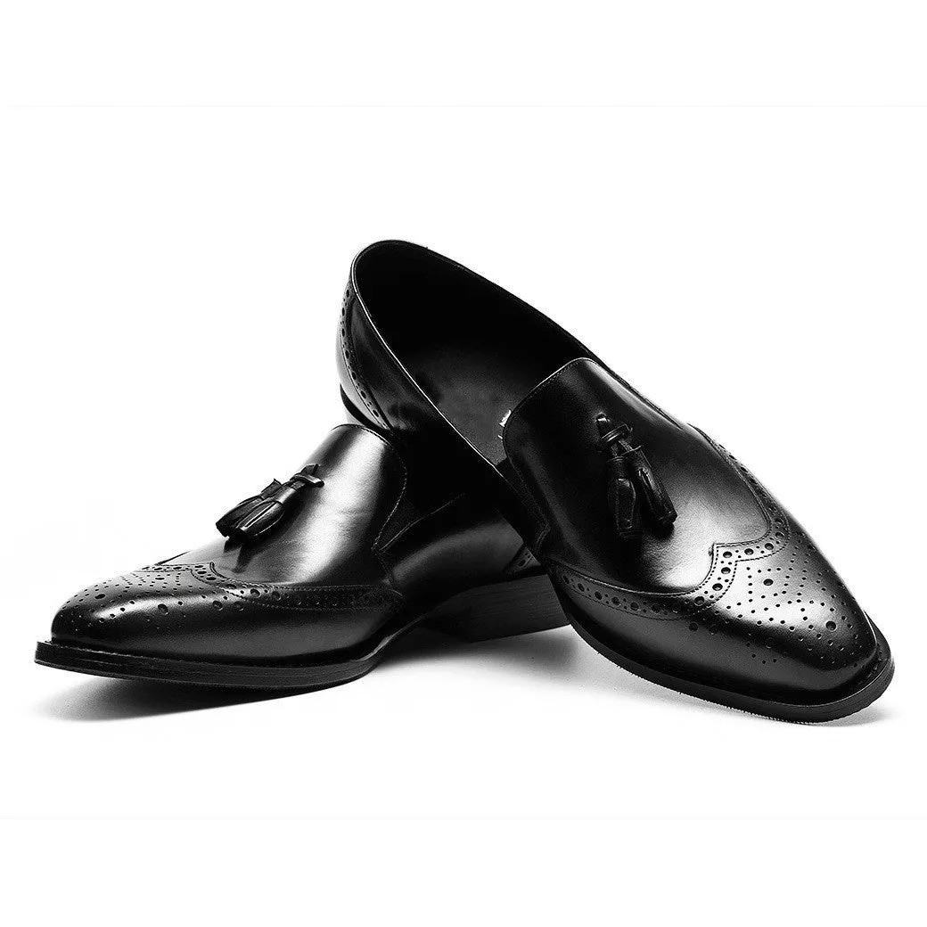 Retro Brogue Tassel Carving Loafer for Men