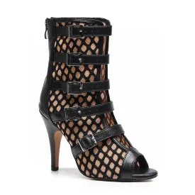 Riley - Black With Nude - Suede Sole - Dance Floor Only
