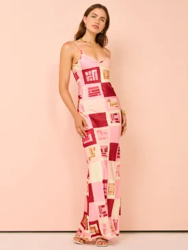 Romy Retro Bias Cut Dress in Retro Print