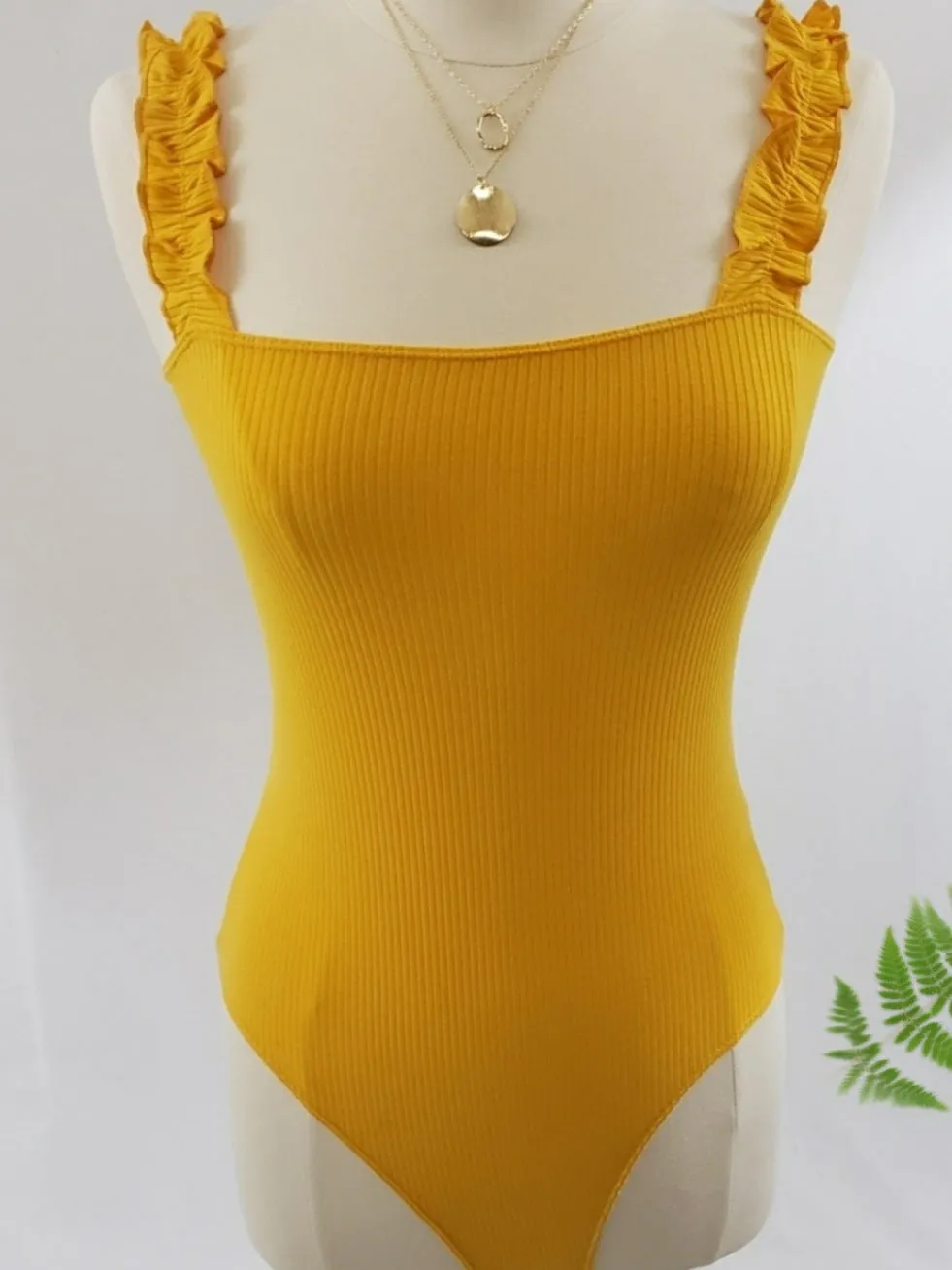 Ruffle Ribbed Bodysuit