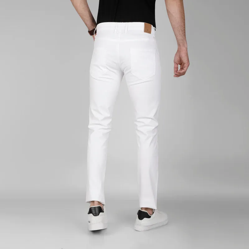 SLIM FIVE-POCKET PANTS  -  WHITE