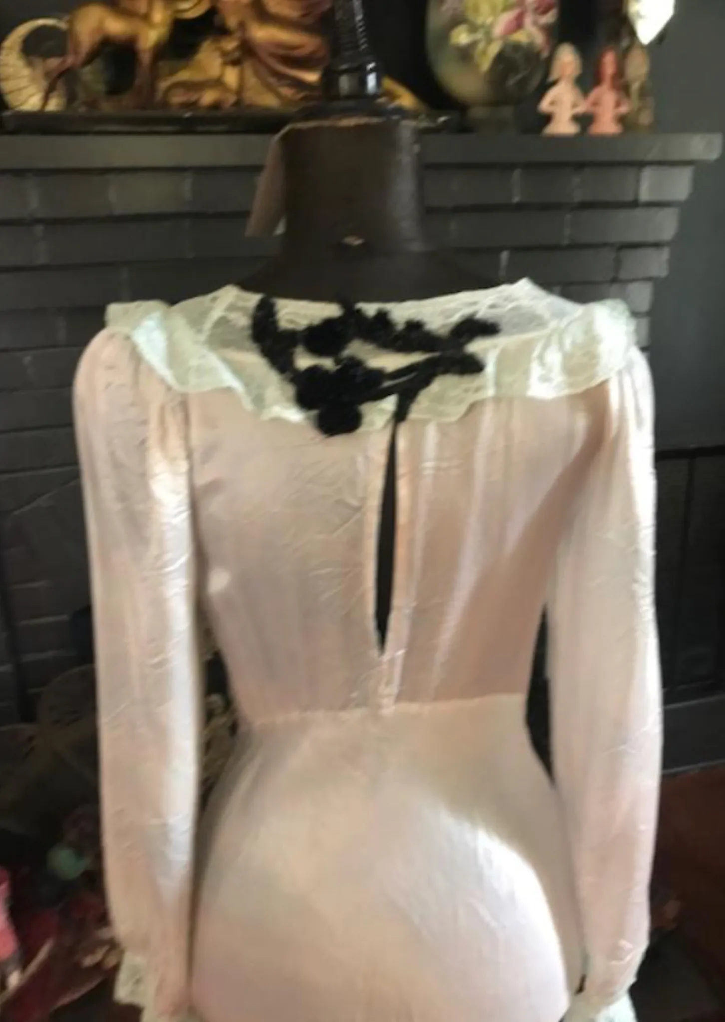 SOLD Boudoir Queen Sea Foam Green Victorian Celluloid sequined
