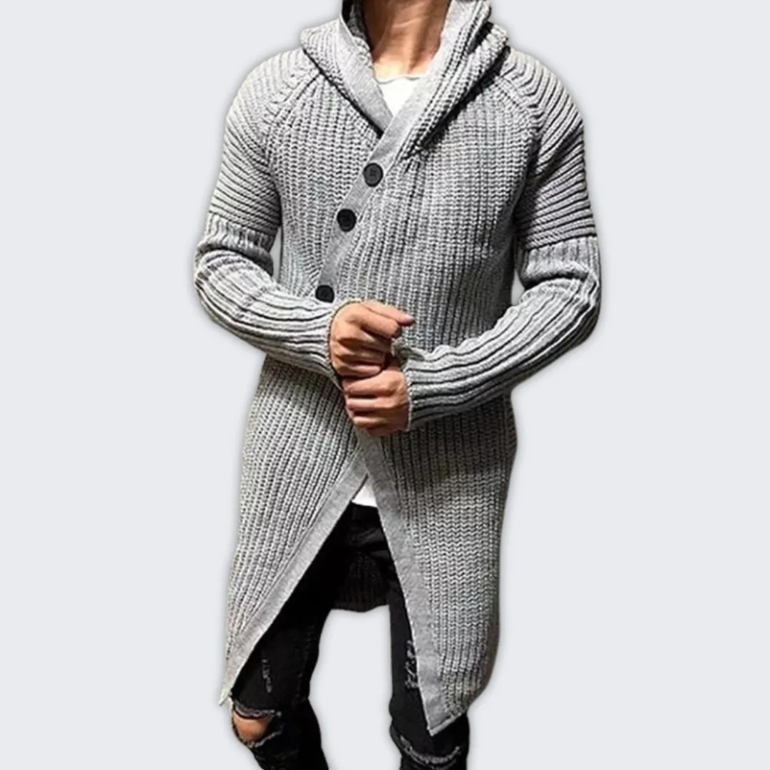 Sophisticated Men's Winter Long Knitted Coat - Warm & Stylish