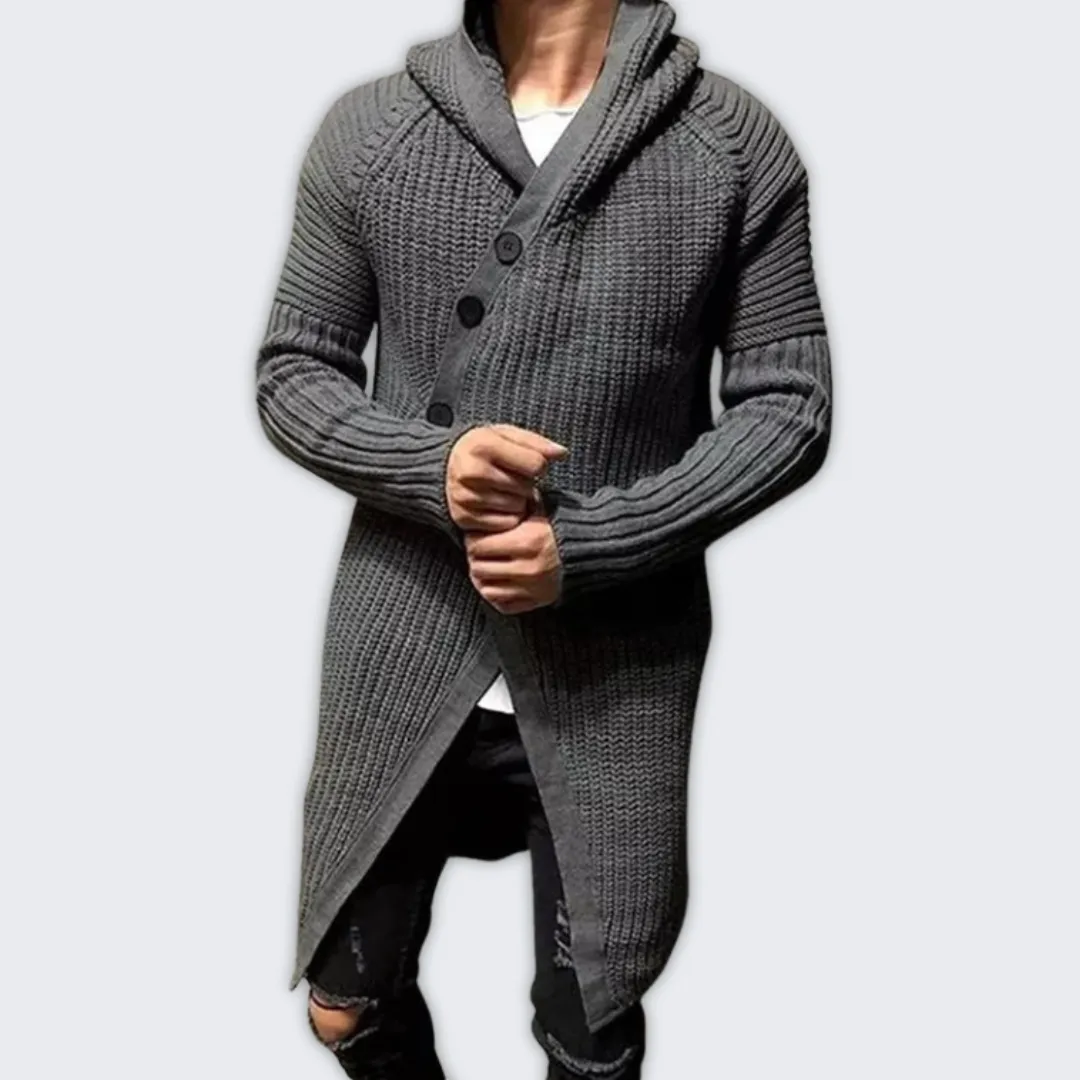 Sophisticated Men's Winter Long Knitted Coat - Warm & Stylish