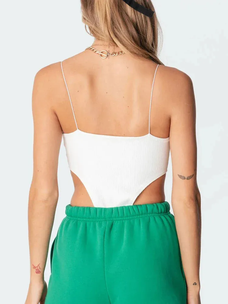 Spaghetti Strap Tank Bodysuit Backless Bodysuit
