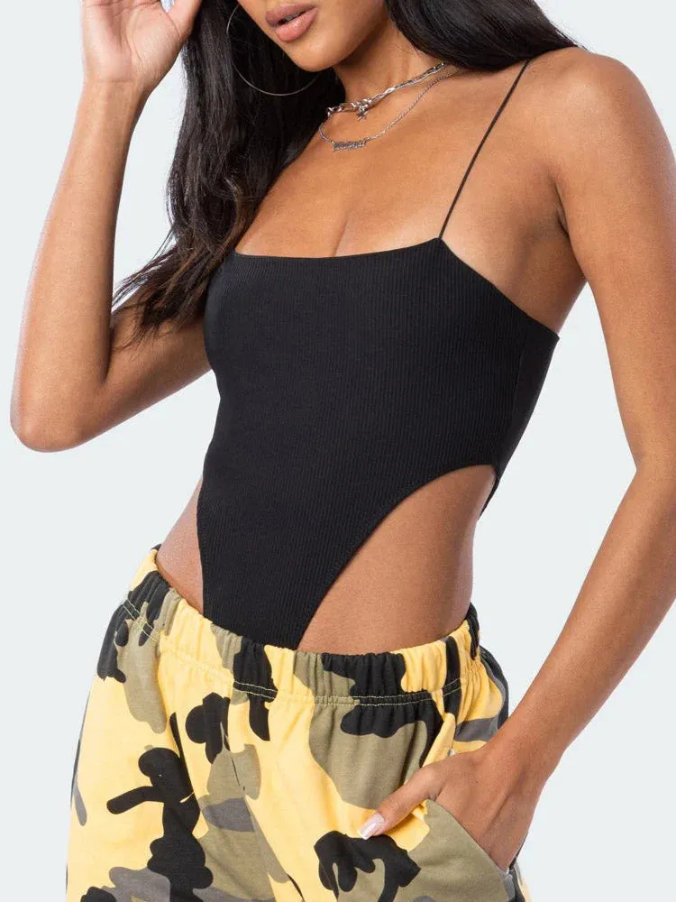Spaghetti Strap Tank Bodysuit Backless Bodysuit