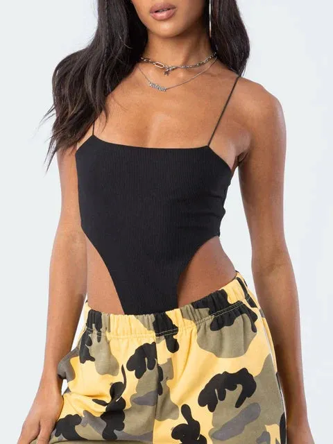 Spaghetti Strap Tank Bodysuit Backless Bodysuit