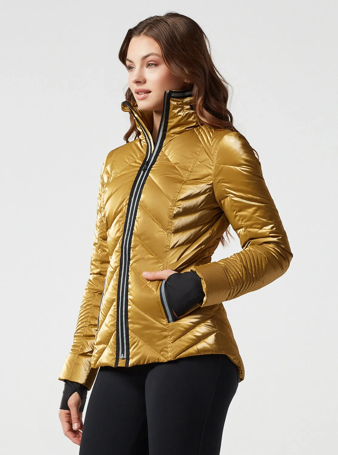 Super Hero Puffer With Reflective Trim - Gold