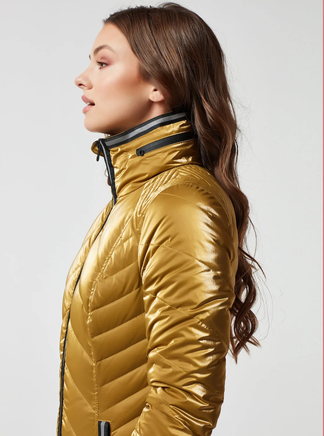 Super Hero Puffer With Reflective Trim - Gold