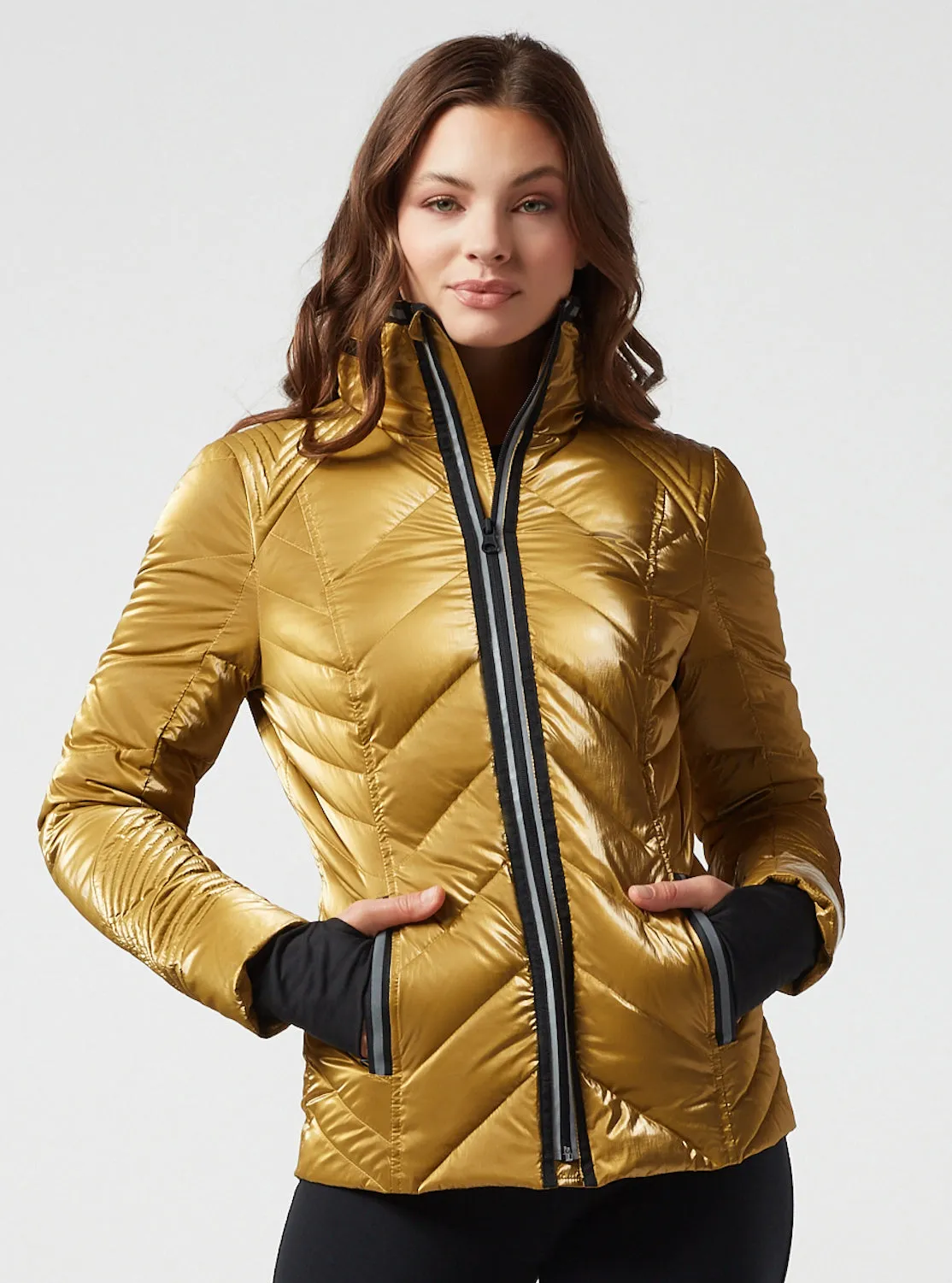 Super Hero Puffer With Reflective Trim - Gold