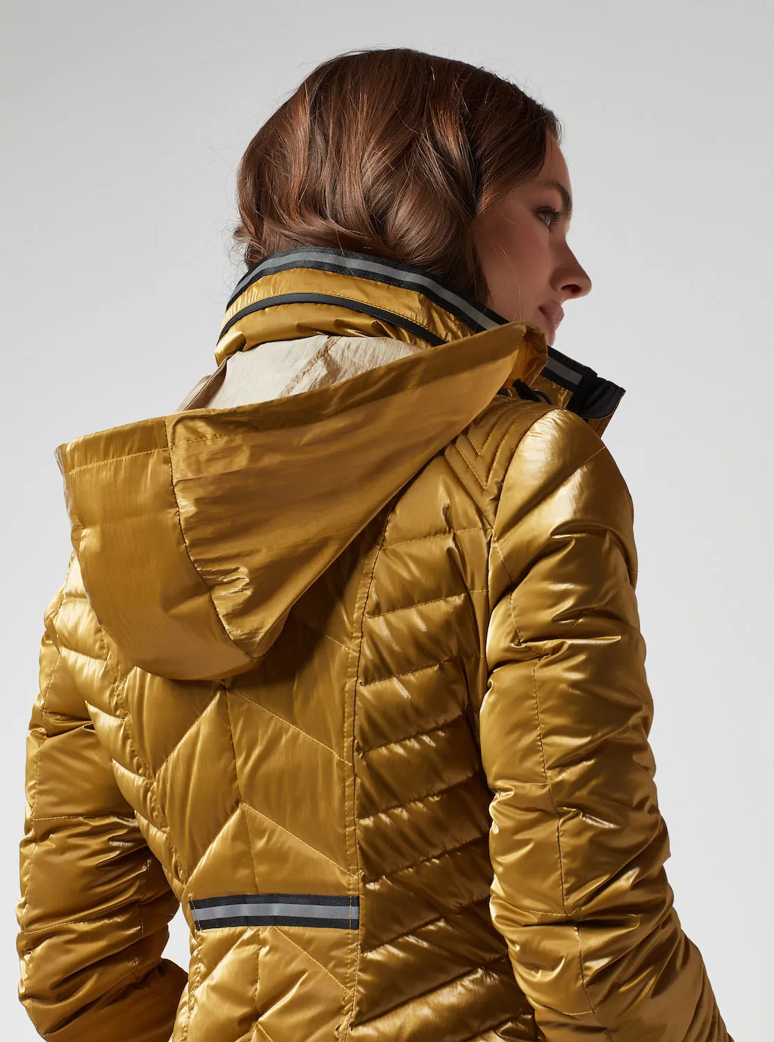 Super Hero Puffer With Reflective Trim - Gold