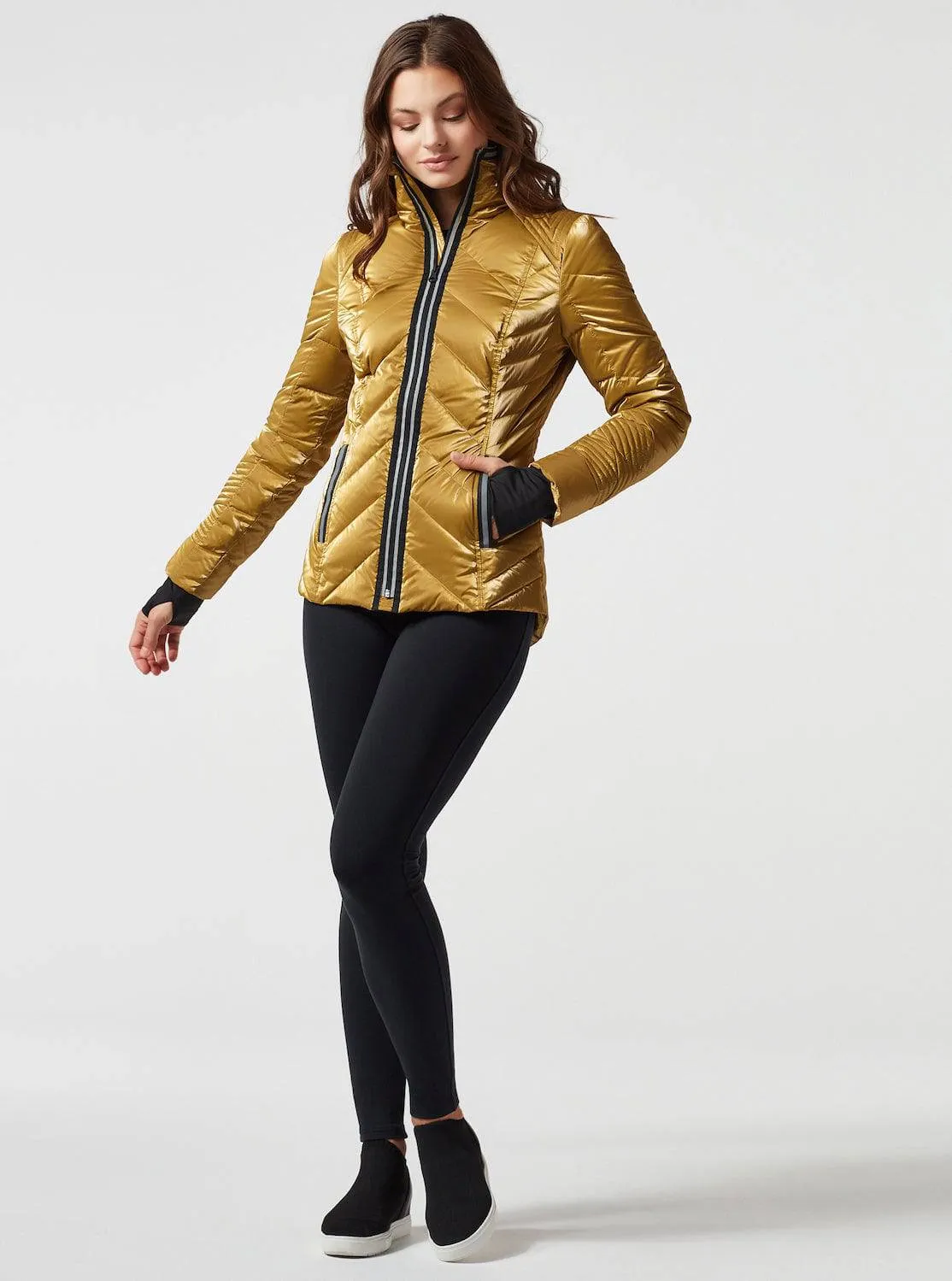 Super Hero Puffer With Reflective Trim - Gold