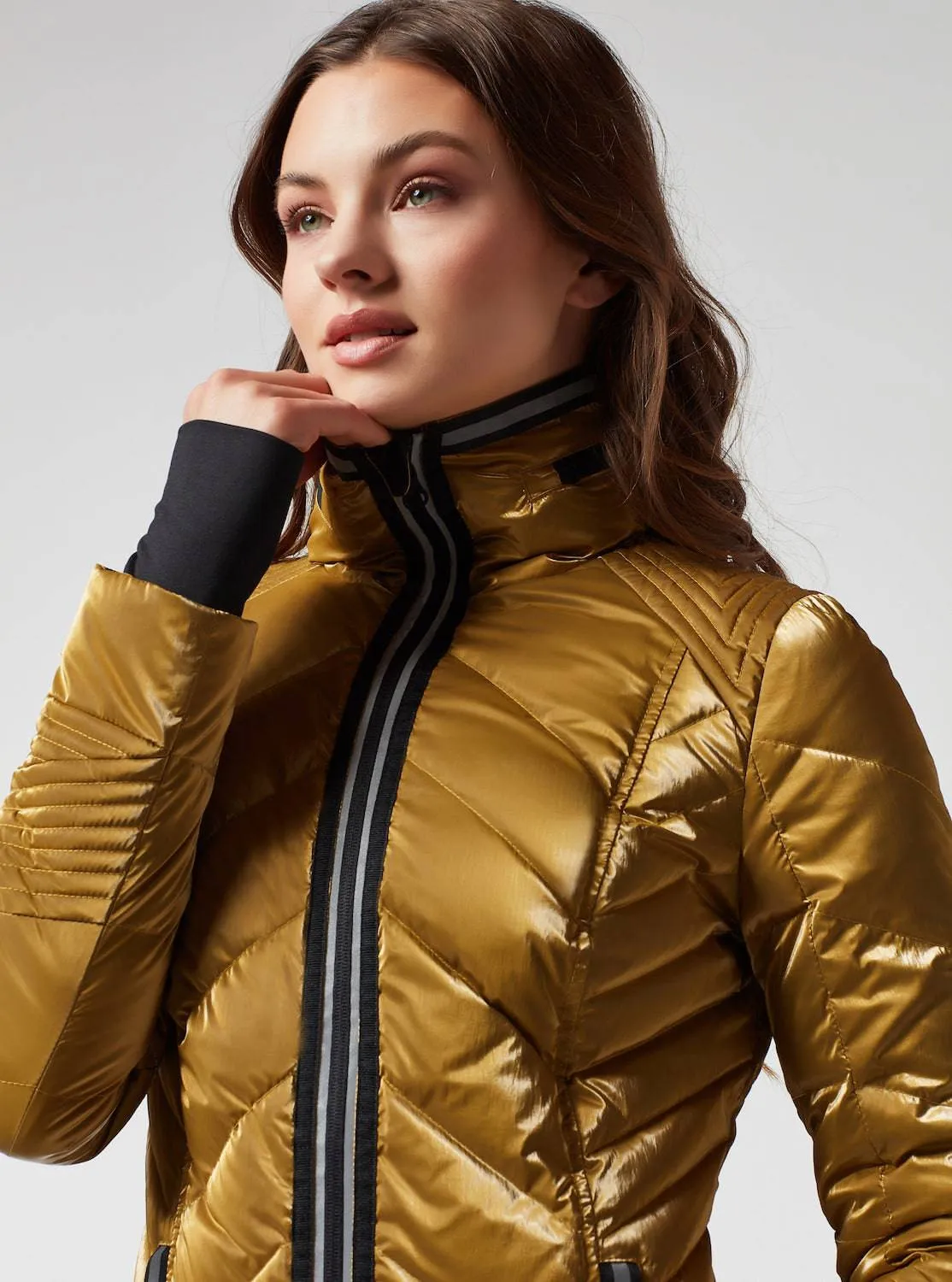 Super Hero Puffer With Reflective Trim - Gold