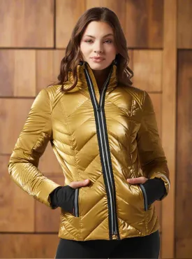 Super Hero Puffer With Reflective Trim - Gold