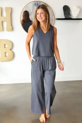 Tank & Pants Casual Set - Charcoal