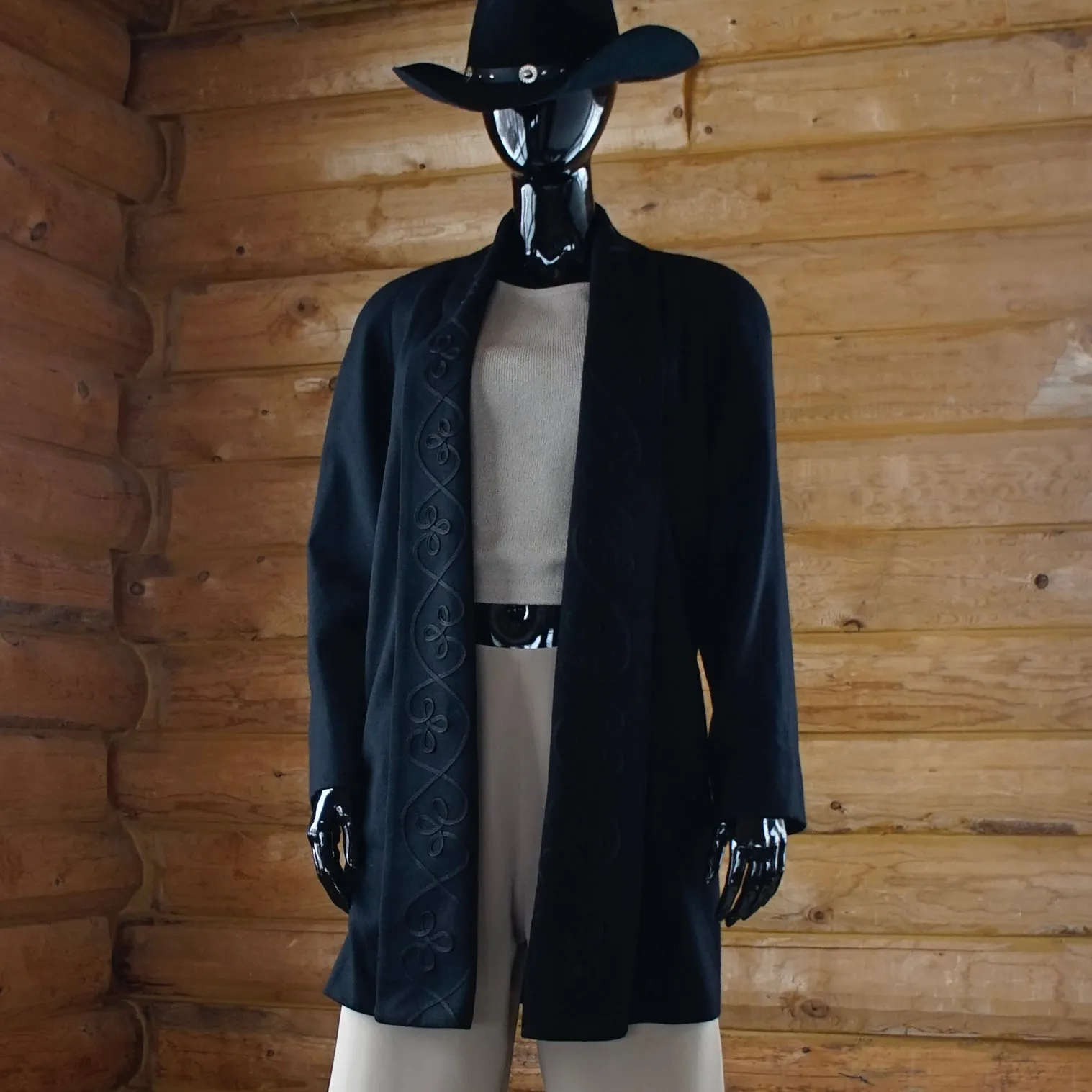 Vintage Alorna Wool Coat in Black 80's