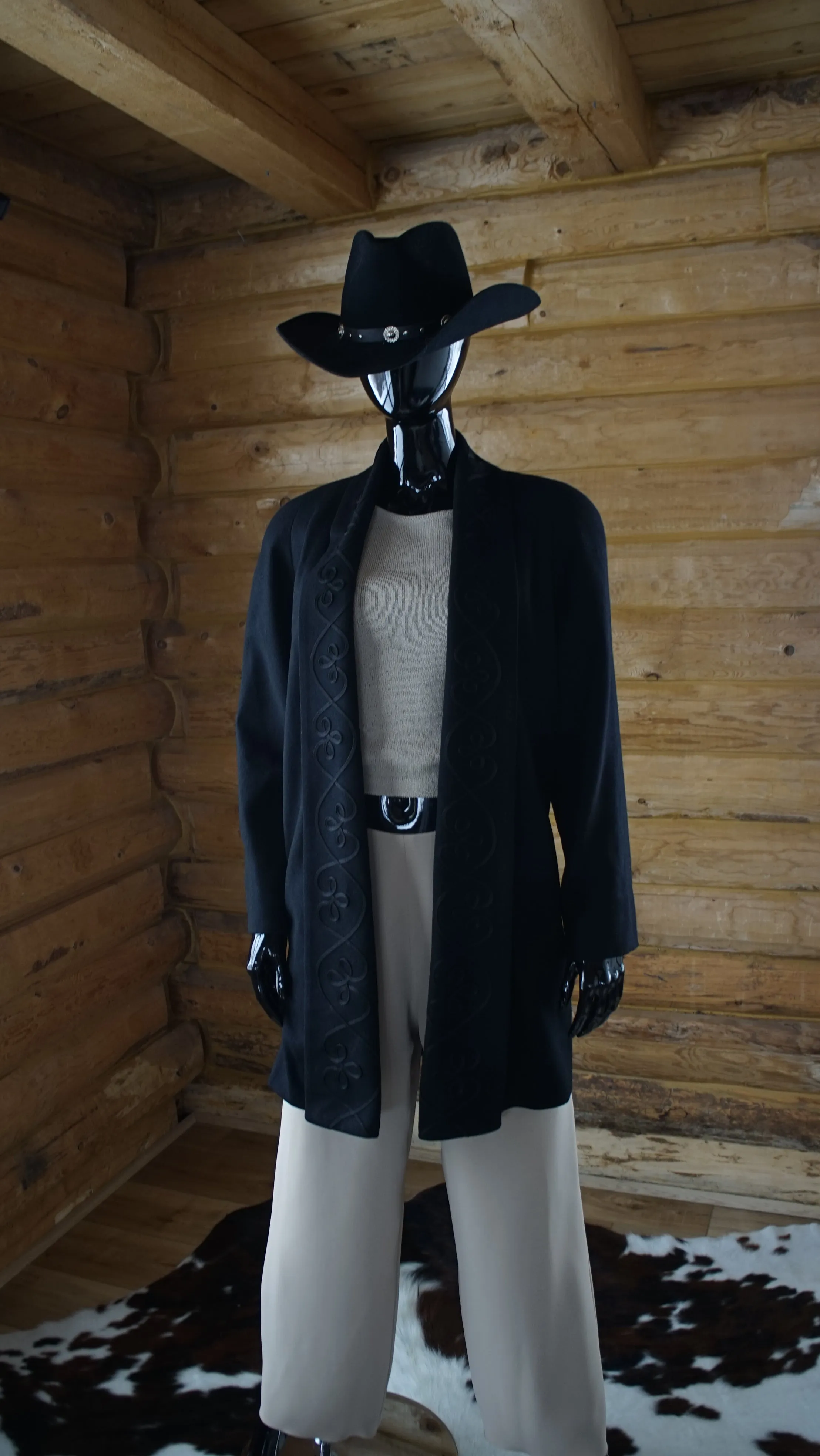 Vintage Alorna Wool Coat in Black 80's