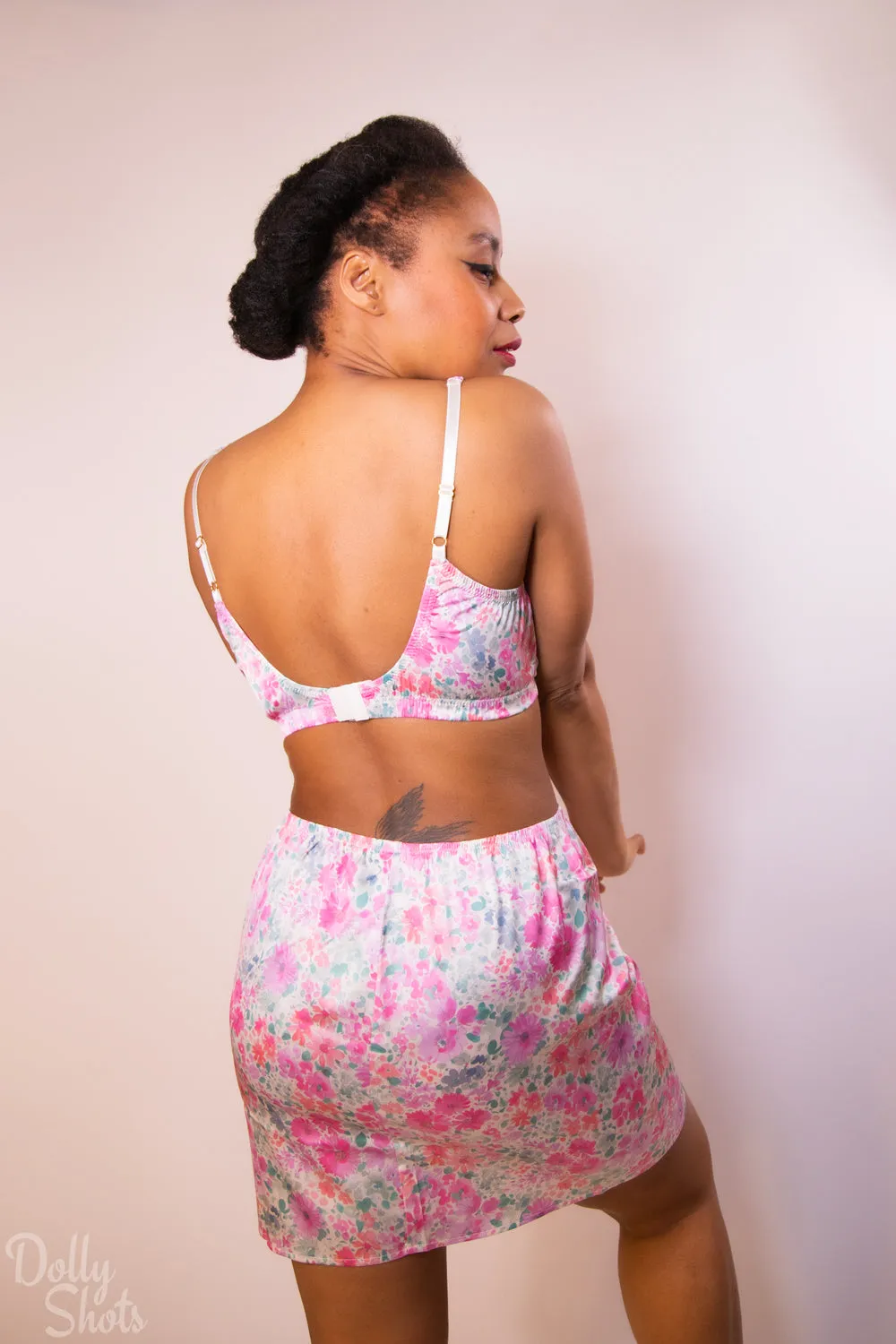 Watercolour Floral Satin Half Slip By Kilo Brava - M - XXXL