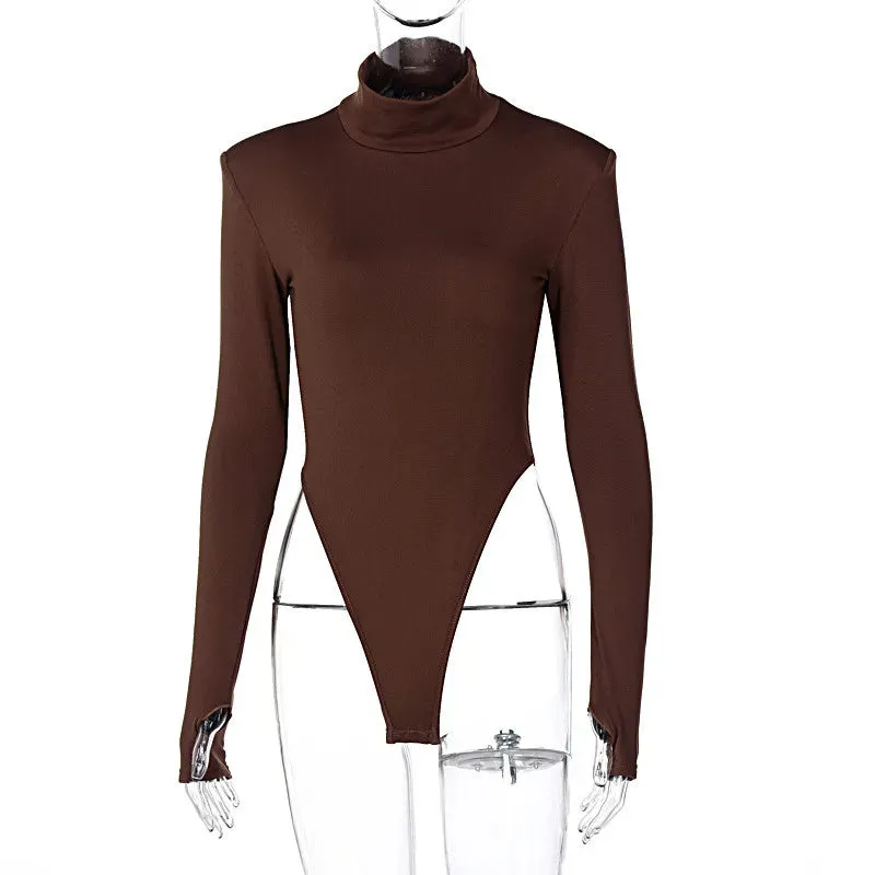 Women Backless Long Sleeve Solid Slim Bodycon White Bodysuit