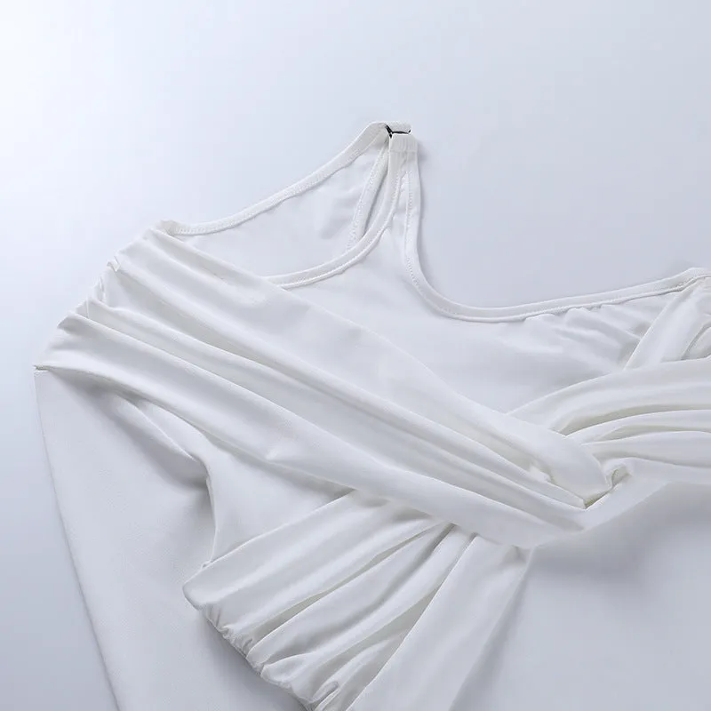 Women One-Shoulder Pleated Bodysuit