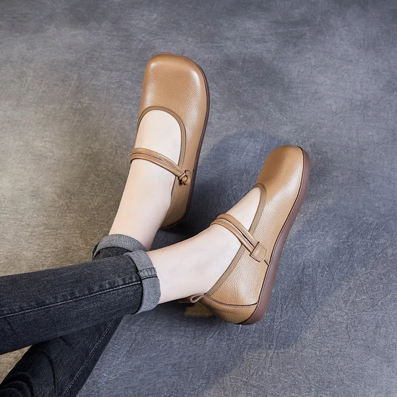 Women Retro Pure Leather Soft Casual Flats