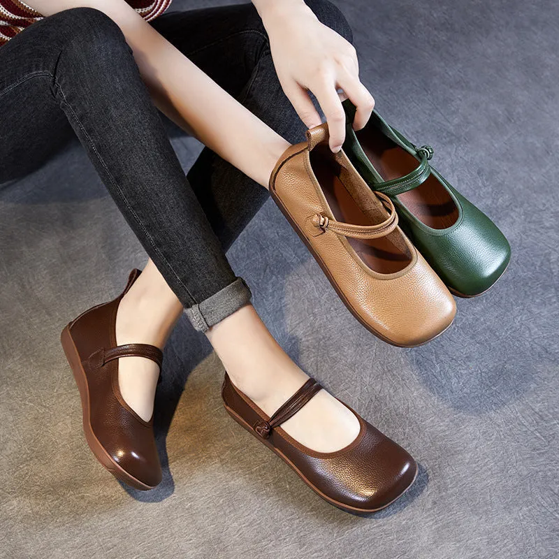 Women Retro Pure Leather Soft Casual Flats