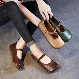 Women Retro Pure Leather Soft Casual Flats