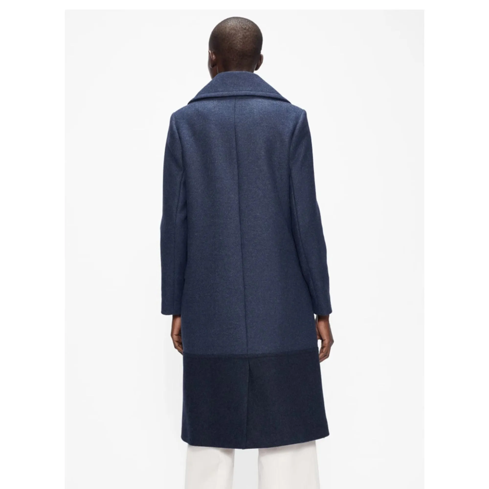 Women Wmo-Hayylii-Long Pea Coat With Oversized Collar - Dk-Navy